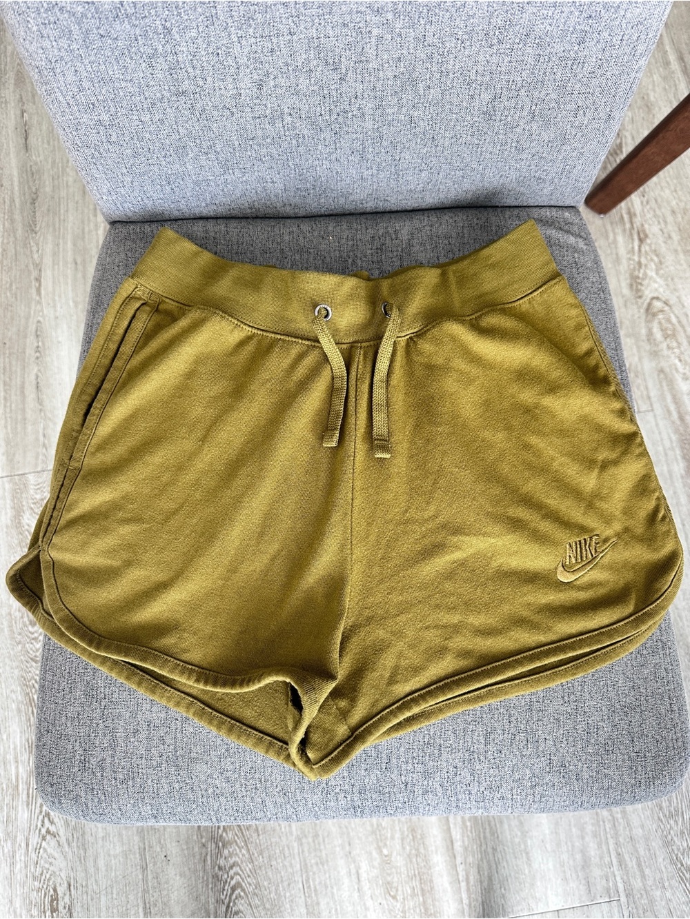 Nike Cotton Blend Olive Green Knit Drawstring Women's Shorts XS